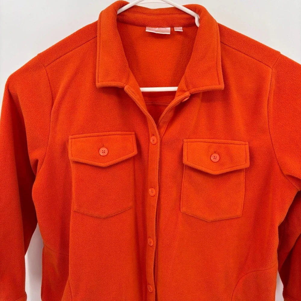 Belle by Kim Gravel Fleece Shacket Womens XL Orange EUC Button Front Utility